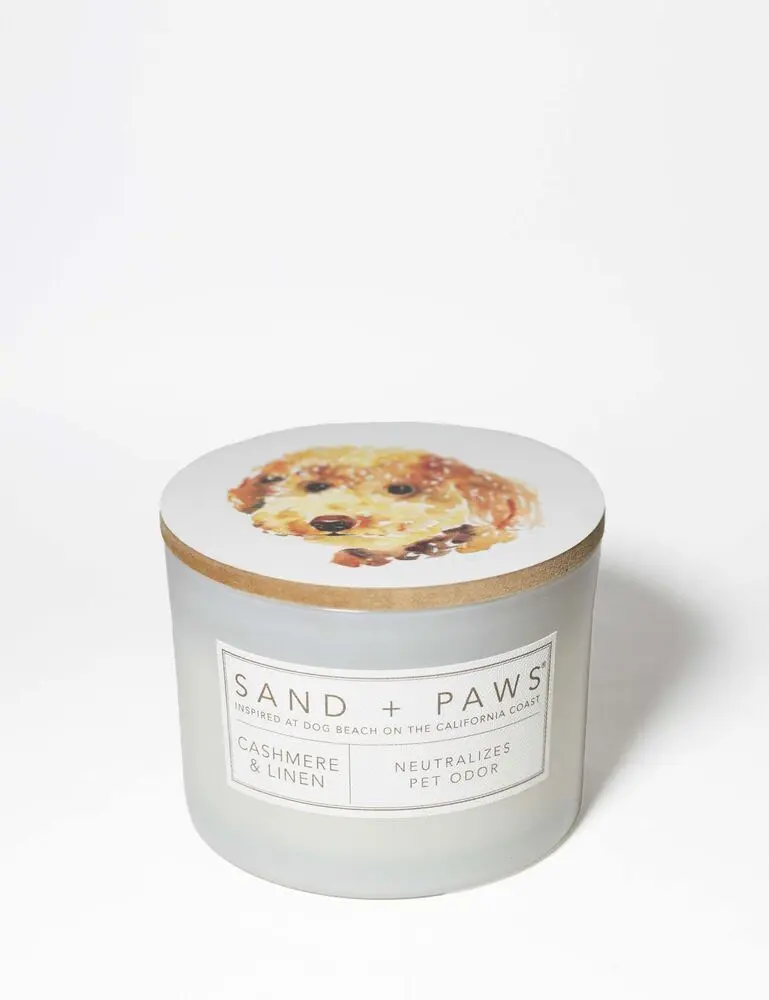 Sand + Paws Cashmere & Linen 12 Oz Scented Candle