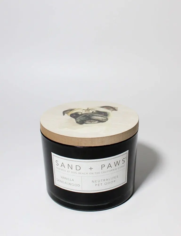 Sand + Paws Vanilla Sandalwood 12 Oz Scented Candle